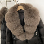OFTBUY Real Fox Fur Collar Puffer Jacket Female New Winter Top Fluffy Clothing Thick Warm Natural Fur White Duck Down Coat Women