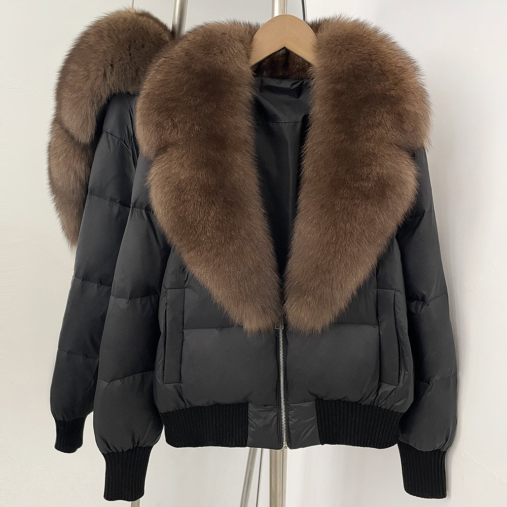 OFTBUY Zipper Luxury Warm Winter New Women's Puffer Jacket with Real Fox Fur Collar Fashion Outerwear Duck Down Coat Female