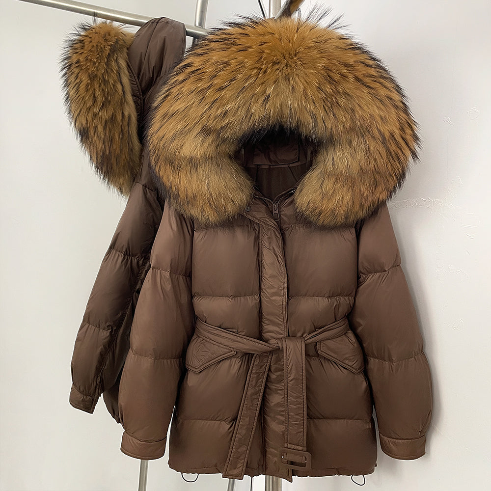 OFTBUY Hooded Real Fox Fur Down Coat Female New Autumn Winter Top Clothes Women Thickened Warm Natural Fur Fluffy Puffer Jacket