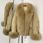 OFTBUY Fashion Big Real Fox Fur Collar Down Coat New Waterproof Autumn Winter Clothes Women Warm Fur Cuffs Puffer Jacket Female