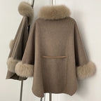 OFTBUY New Autumn Winter Coat Wool Women's Fur Sleeve Detachable Real Fox Fur Collar Warm A-line Jacket Luxury Thick Female Coat
