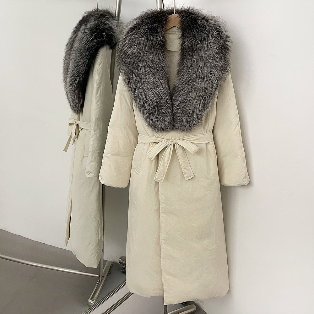 OFTBUY Real Fox Fur Collar Fluffy Puffer Jacket Female New Long Winter Down Clothing Women Thickened Warm White Duck Down Coat