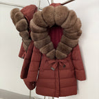 OFTBUY New Winter Genuine Fox Fur Hooded Puffer Coat Women Women's White Duck Down Jacket Outerwear Female Fashion Parkas
