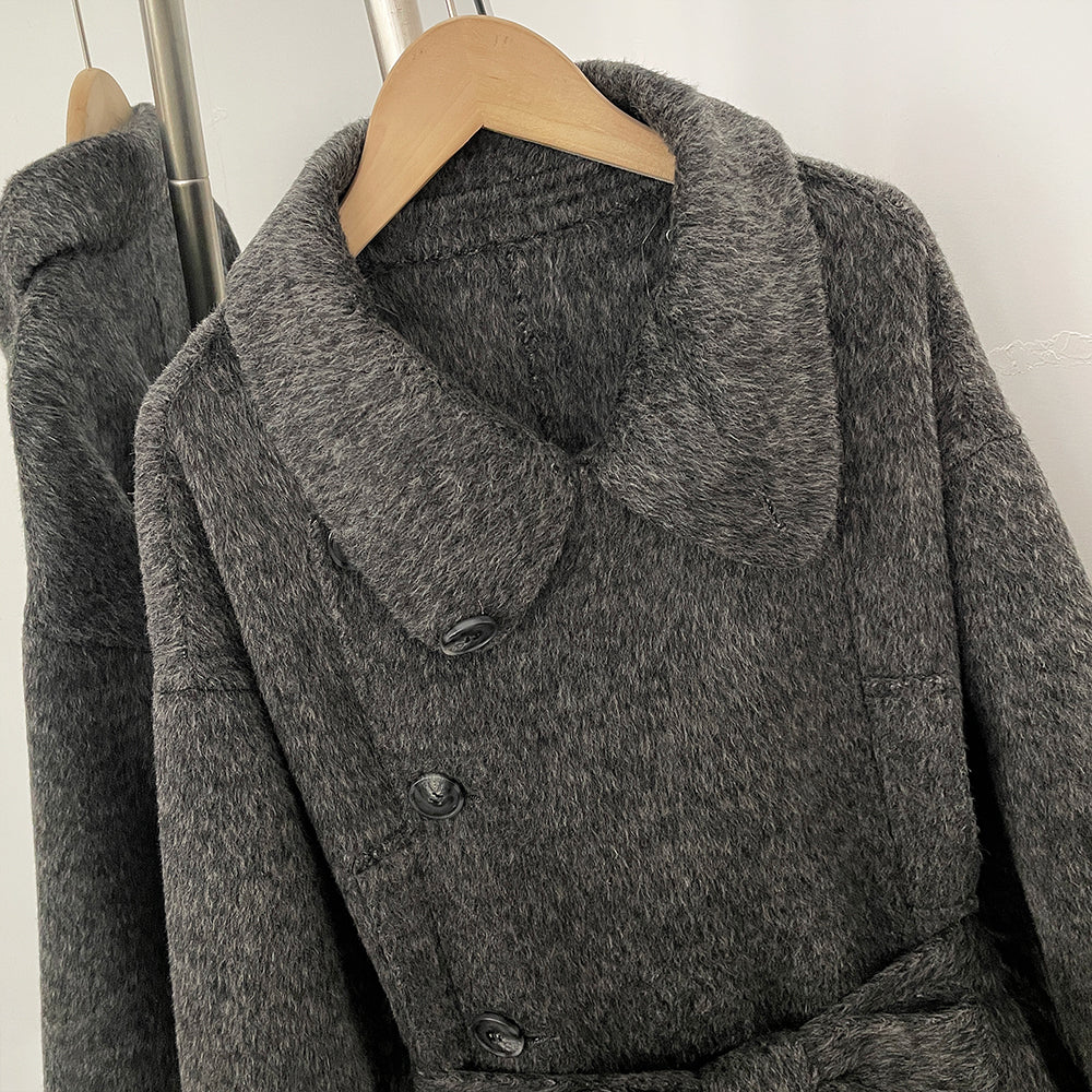 OFTBUY Elegant Double-sided Alpaca Wool Coat Female Long Belt Woolen Clothes Women New Autumn Winter Long Sleeve Cashmere Jacket