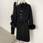 OFTBUY New Autumn Winter Top Clothes Women Fashion Warm Long Belt Wool Coat Female Natural Fox Fur Cashmere Woolen Jacket