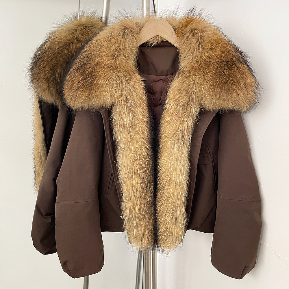 OFTBUY New Winter Warm Thickened Clothing Female Natural Fur Puffer Jacket Women's Dcuk Down Coat with Big Real Fox Fur Collar