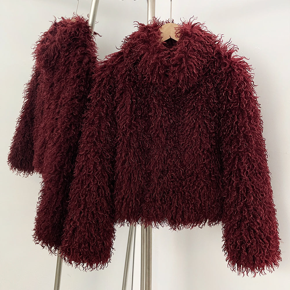 OFTBUY Wholesale Faux Fur Coat Female Artificial Mongolian Sheep Fur Fluffy Jacket Women New Winter Thickened Warm Outerwear Lady