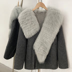 OFTBUY New Autumn Winter Double-sided Wool Jacket Elegant Real Fox Fur Collar 100% Wool Coat Female Woolen Blends Clothes Women