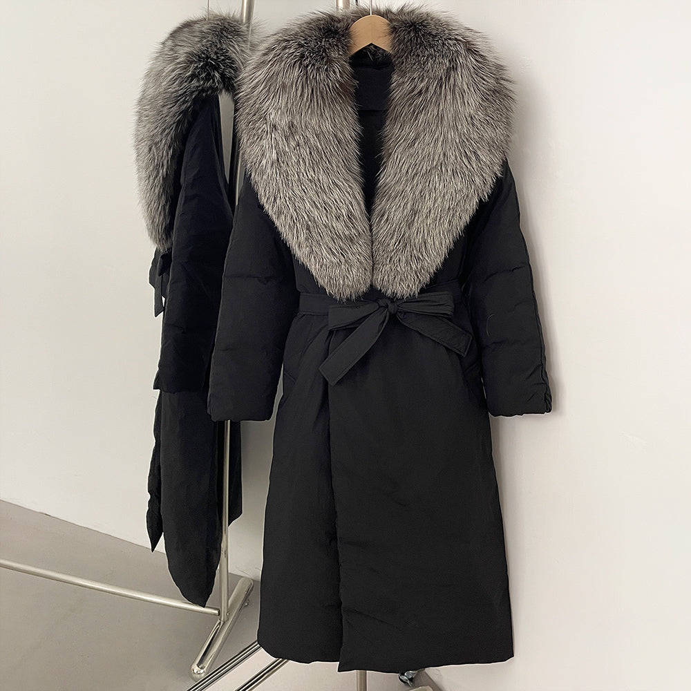 OFTBUY Real Fox Fur Collar Fluffy Puffer Jacket Female New Long Winter Down Clothing Women Thickened Warm White Duck Down Coat