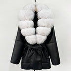 OFTBUY Large Natural Fox Fur Coat New Women Thick Warm Retro Faux Lamb Fur Jacket Belt Winter Female Parkas Outwear