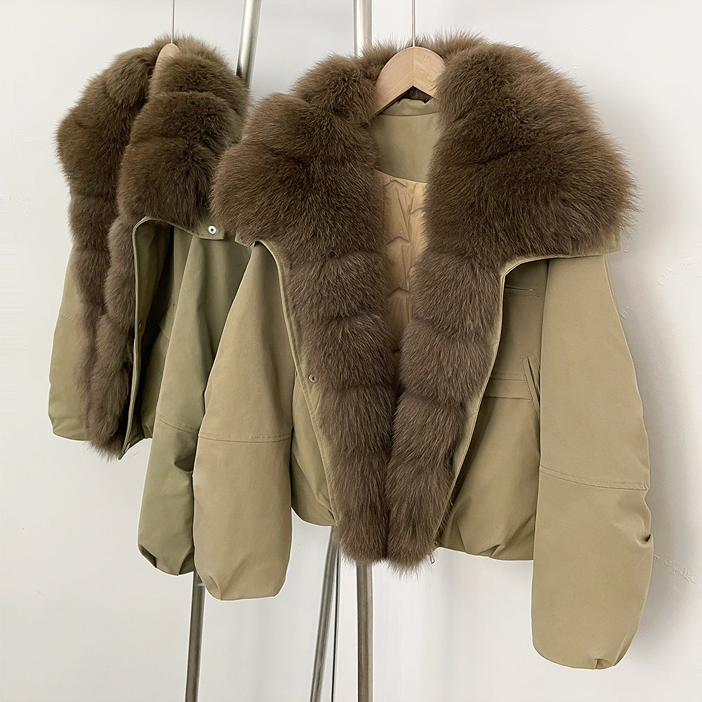 OFTBUY Women's Dcuk Down Coat with Big Real Fox Fur Collar New Winter Warm Thickened Clothing Female Natural Fur Puffer Jacket
