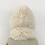 OFTBUY New Winter Thick Warm Windproof Fluffy Neckerchief Female Natural Rabbit Fur Hat with Scarf Women Real Fox Fur Cap Child