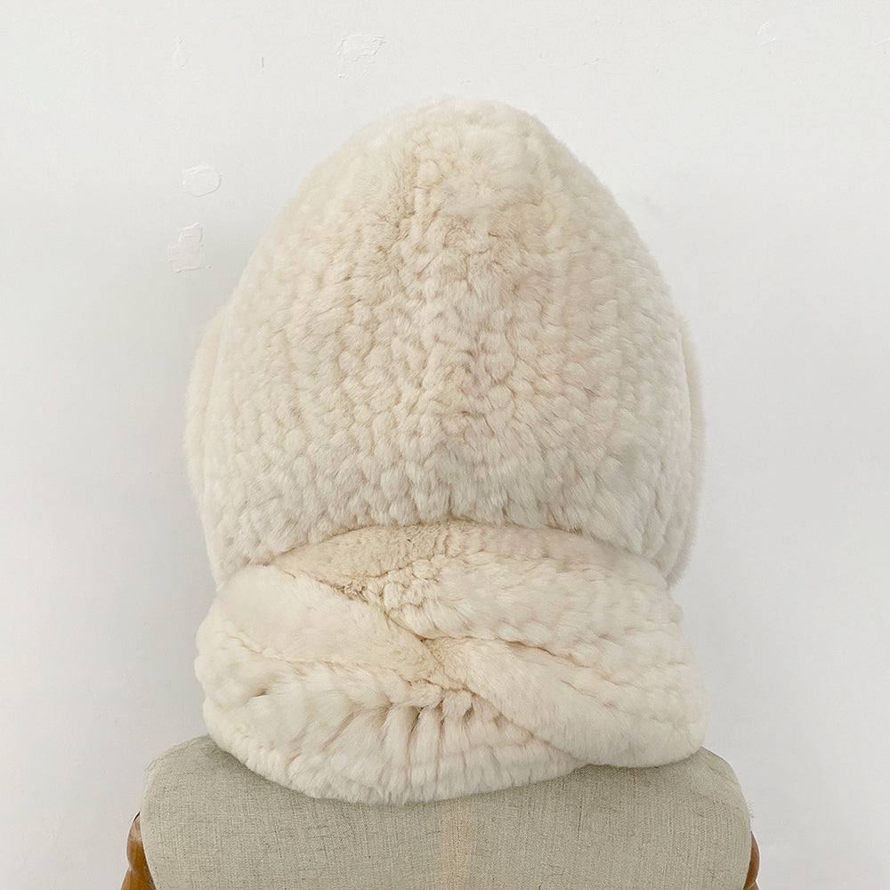 OFTBUY New Winter Thick Warm Windproof Fluffy Neckerchief Female Natural Rabbit Fur Hat with Scarf Women Real Fox Fur Cap Child