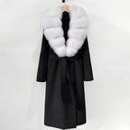 OFTBUY New Autumn Winter Top Clothes Female Long Big Real Fox Fur Collar Woolen Jacket Women Fashion Warm Cashmere Wool Coat