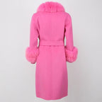 OFTBUY Winter Jacket Women Long Natural Wool Blends Cashmere Real Fur Coat Double Breasted Belt Warm Streetwear New Fashion