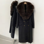 OFTBUY Woolen Coat Female Women's Luxury Double-Faced Wool Jacket Winter Oversize Real Fox Fur Double Breasted Elegant Outerwear
