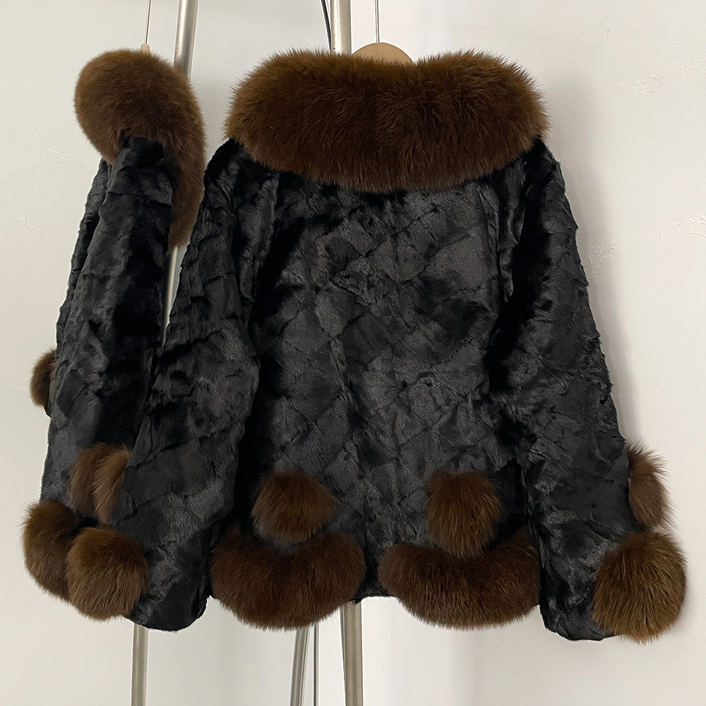 OFTBUY New Winter Thickened Warm Clothes Womwn Short Real Fox Fur Collar Jacket Female Luxury Natural Mink Fur Coat Outerwear
