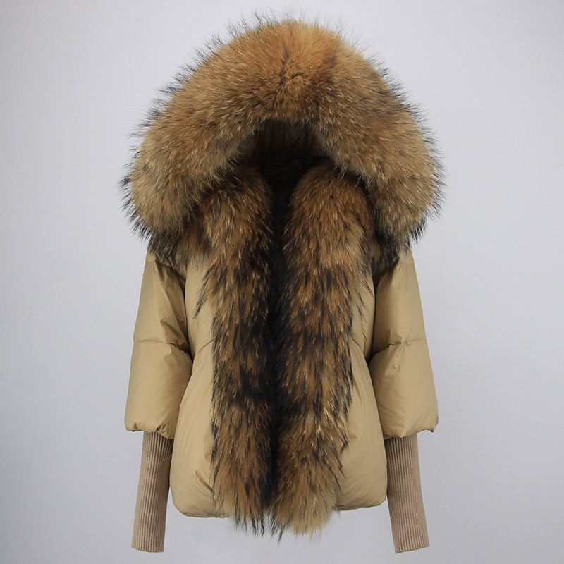 OFTBUY Hooded Natural Thick Winter Jacket Women Outerwear Real Fox Fur Coat Woman Warm Loose Oversize Duck Down Coat Streetwear