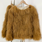 OFTBUY Warm Thick New Autumn Winter Luxury Outerwear Women's Camel Real Mongolian Sheep Fur Coat Curly Natural Fur Jacket Female