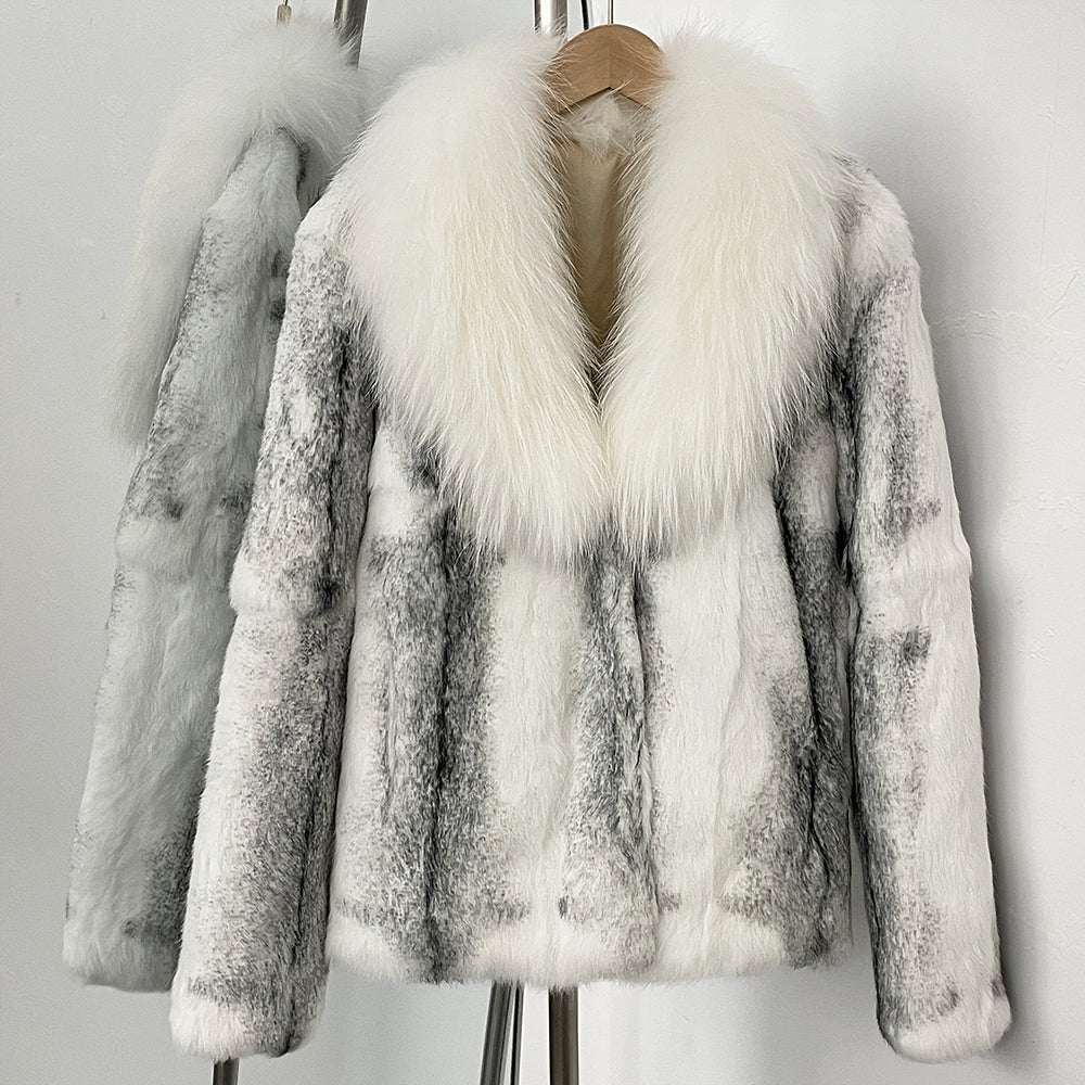 OFTBUY Thick Warm Real Rabbit Fur Jacket New Winter Top Clothes Women Long Sleeve Fox Fur Coat Luxury Style Streetwear Lady