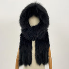 OFTBUY Hot Sales Fashion Fluffy White Natural Fox Fur Hat with Scarf Women Winter Female Thickened Warm Long Real Fur Cap Child