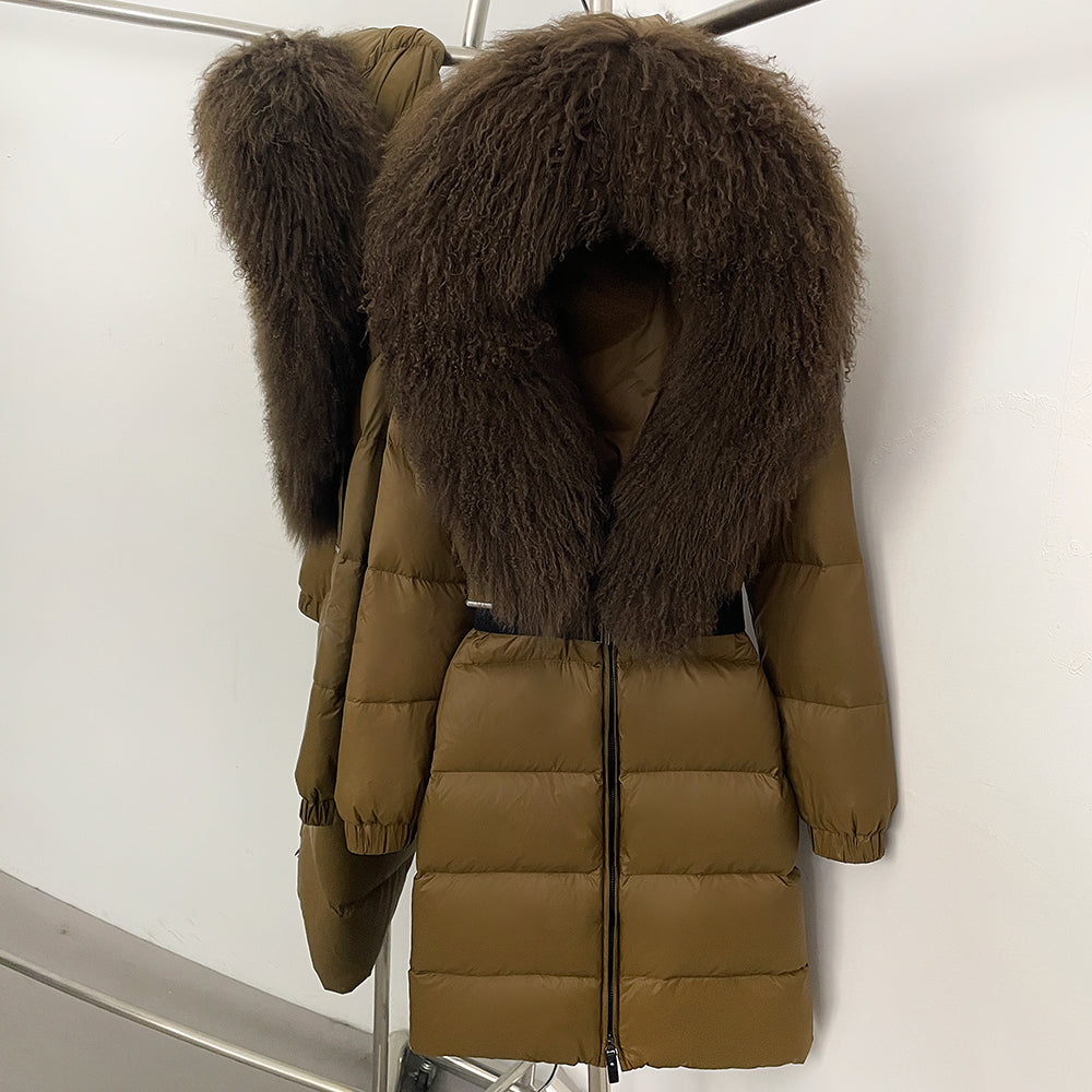 OFTBUY Warm Long Puffer Jacket Female New Winter Clothes Women Fashion Luxury Duck Down Coat with Real Mongolia Sheep Fur Collar