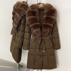 OFTBUY Thickened Warm Duck Down Coat Female Luxury Long Belt New Winter Natural Fox Fur Clothes Women Silm Puffer Jacket Outwear
