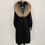 OFTBUY New Zipper Autumn Winter Clothes Women Natural Fox Fur Collar Goose Down Coat Long Warm Thickened Real Fur Puffer Jacket
