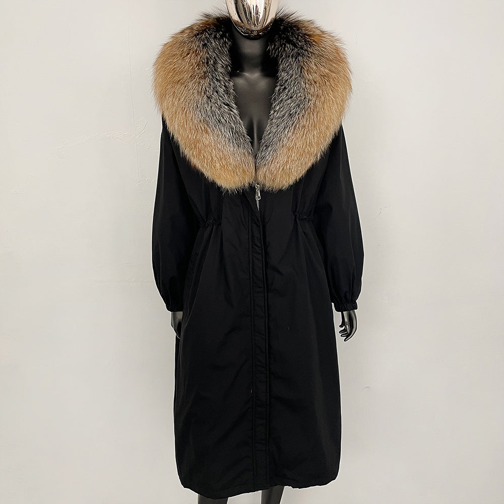 OFTBUY New Zipper Autumn Winter Clothes Women Natural Fox Fur Collar Goose Down Coat Long Warm Thickened Real Fur Puffer Jacket