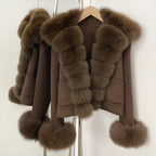 OFTBUY Woolen Jacket New Women's Short Double-Faced Wool Coat with Real Fox Fur Pockets Luxury Warm Winter Fashion Outerwear