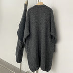 OFTBUY No Placket Long Sleeves Knitwear Jacket Long Real Fox Fur Pocket Cardigan Sweater Women New Spring Autumn Knitted Clothes