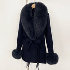 OFTBUY Short Real Fox Fur Wool Coat New Autumn Winter Clothes Women Fashion Natural Fur Woolen Jacket Female Tassel Overcoat