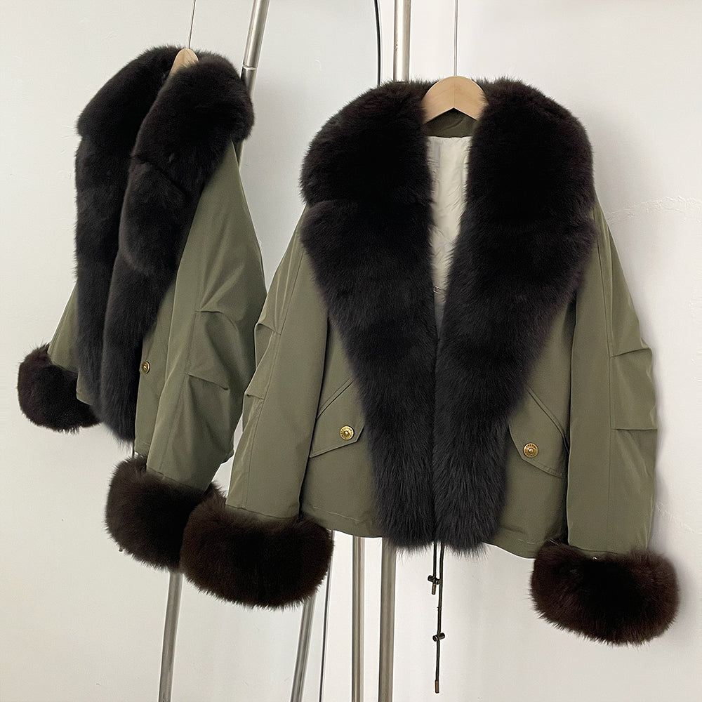 OFTBUY Fashion Big Real Fox Fur Collar Down Coat New Waterproof Autumn Winter Clothes Women Warm Fur Cuffs Puffer Jacket Female