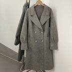 OFTBUY Warm Cashmere Wool Jacket Long Double-breasted Double-sided Woolen Coat Female New Autumn Winter Lapel Top Clothes Women