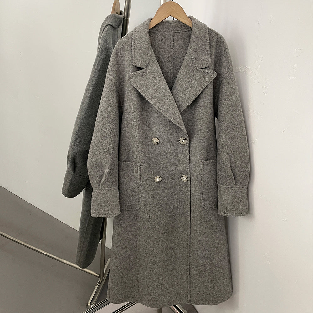 OFTBUY Warm Cashmere Wool Jacket Long Double-breasted Double-sided Woolen Coat Female New Autumn Winter Lapel Top Clothes Women