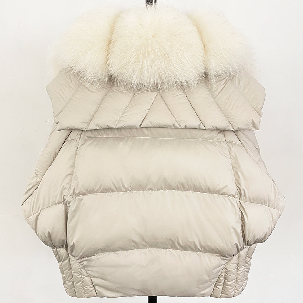 OFTBUY Big Natural Fox Fur Coat Women New Winter 90% White Duck Down Jacket Female Short Puffer Feather Coats Parkas