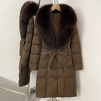 OFTBUY New Winter Real Fox Fur Long Clothes Women Belt Thickened Warm Natural Fur Duck Down Female Luxury Fashion Puffer Jacket