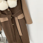 OFTBUY New Fashion Fur Cuff Winter Clothes Women Real Fox Fur Collar Woolen Coat Female Warm Double-faced Cashmere Wool Jacket