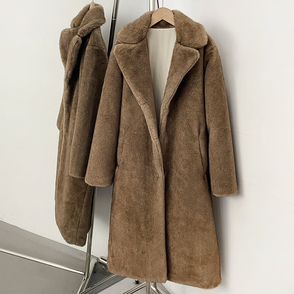 OFTBUY Women's Elegant Luxury Faux Mink Fur Long Coat Artificial Fur Jacket Female Warm Outerwear New Autumn Winter Clothes