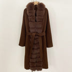 OFTBUY Long Natural Fur Wool Coat Fashion Warm Big Real Fox Fur Jacket Female New Autumn Winter Clothes Women Woolen Overcoat