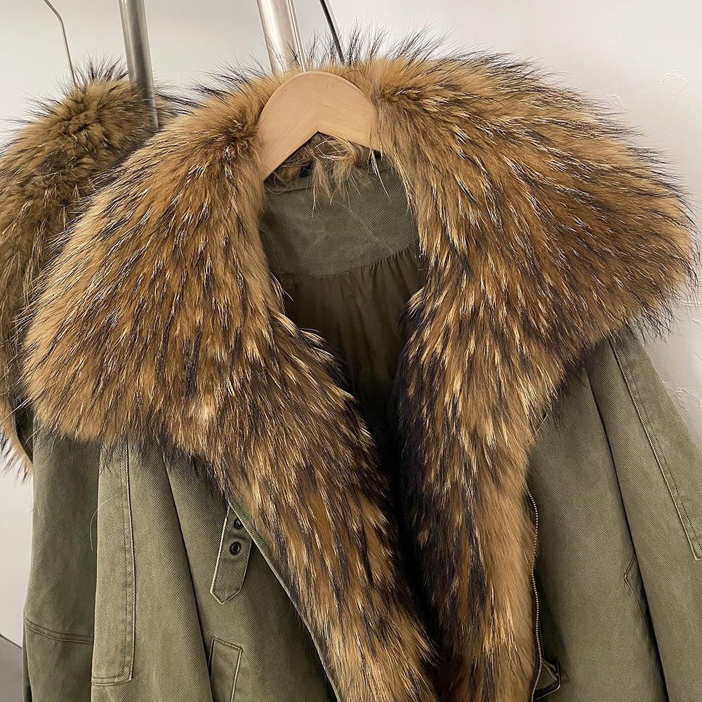 OFTBUY Loose Real Fox Fur Puffer Jacket Lady 100% Cotton Natural Fur Duck Down Coat Female New Winter Thick Warm Clothes Women