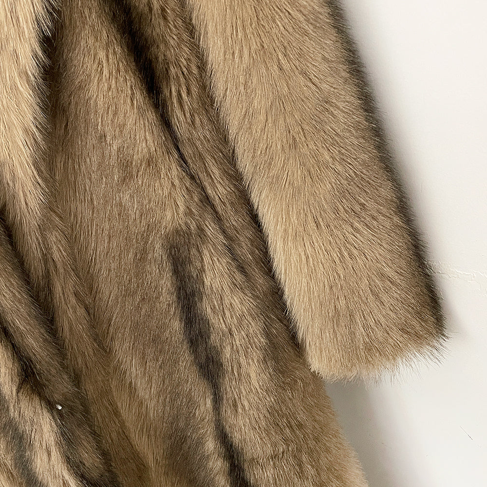 OFTBUY Luxury Long-Line Notch Lapel Faux Fur Coat - Elegant Winter Vegan Fur Overcoat