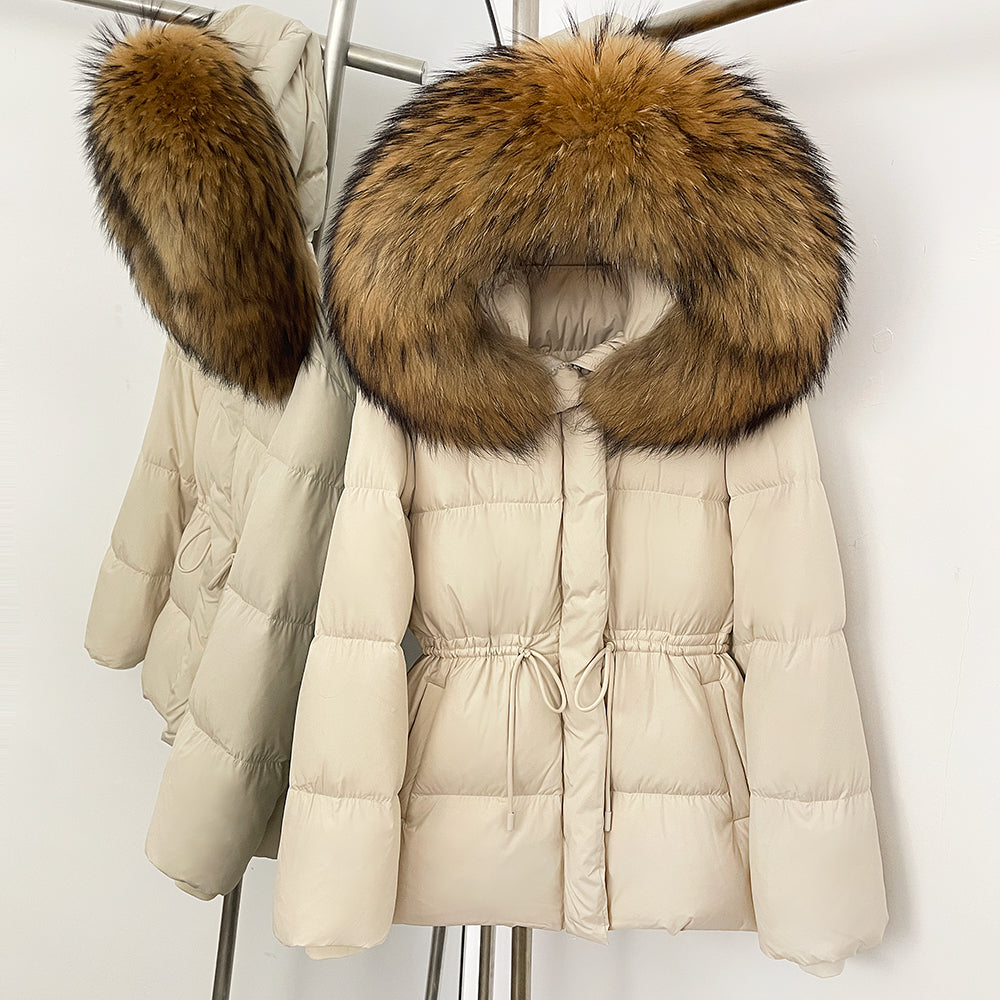 OFTBUY Hooded Long Sleeves Real Fur Duck Down Coat Female New Autumn Winter Warm Clothes Women Natural Fox Fur Puffer Jacket