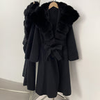 OFTBUY Long Belt Real Fur Wool Coat Female New Autumn Winter Warm Clothes Women Natural Fox Fur Collar Cashmere Woolen Jacket