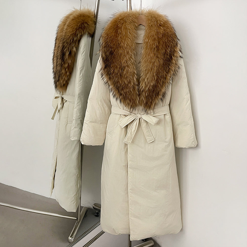 OFTBUY Real Fox Fur Collar Fluffy Puffer Jacket Female New Long Winter Down Clothing Women Thickened Warm White Duck Down Coat