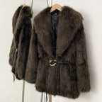 OFTBUY New Autumn Winter Top Thickened Warm Clothing Women Fashion Faux Fur Coat Female Belt Black Fluffy Fake Fur Jacket Outerwear