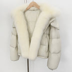 OFTBUY Ultra-Luxury 90% Duck Down Puffer Jacket with Oversized Real Fox & Raccoon Fur Collar