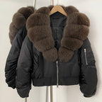 OFTBUY Short Thickened Warm Puffer Jacket Female New Autumn Winter Real Fox Fur Collar Clothes Women Natural Fur Duck Down Coat