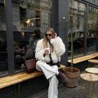 OFTBUY Cropped Faux Mongolia Sheep Fur Jacket
