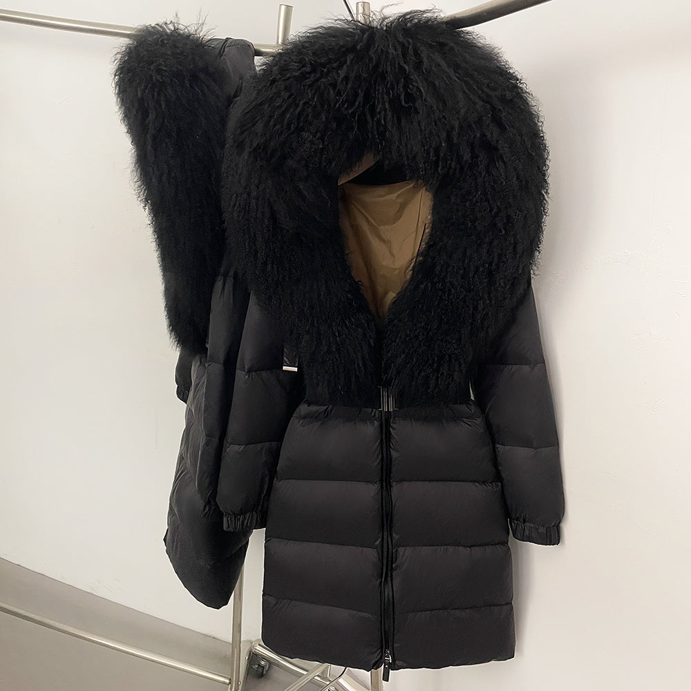 OFTBUY Warm Long Puffer Jacket Female New Winter Clothes Women Fashion Luxury Duck Down Coat with Real Mongolia Sheep Fur Collar